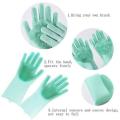 Magic Silicone Gloves, Reusable Dishwashing Gloves With Wash Scrubber, Heat Resistant Cleaning Gloves. 