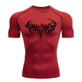 Summer Wear Fitness T-Shirt Gym Shirt Men's Print Black Compression Fitness Performance Sun Protective Clothing Exercise Wear. 