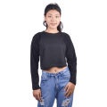 Black Full Sleeve Crop T-Shirt  For Women. 