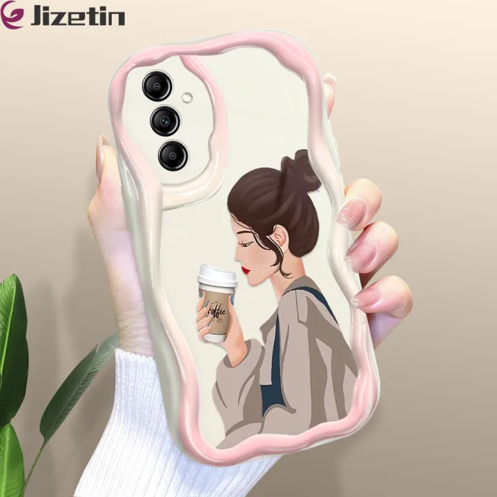 Jizetin%20for%20Samsung%20A15%204G%20/%20A15%205G%20Back%20Cover%20Cartoon%20Elegant%20Girl%20Cream%20Wavy%20Edge%20Soft%20Silicone%20Phone%20Case%20-%20Image%202