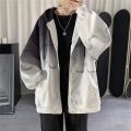 Tie-dyed hooded jacket men's spring and autumn gradient cardigan jacket boys ins trendy Hong Kong style couple loose clothes. 