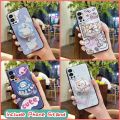 protective Back Cover Phone Case For Infinix Hot12/X6817 Simplicity cute Glitter Rotatable stand Fashion Design TPU. 