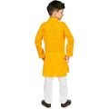 Yellow Cotton Printed Kurta Pyjama Set For Kids. 