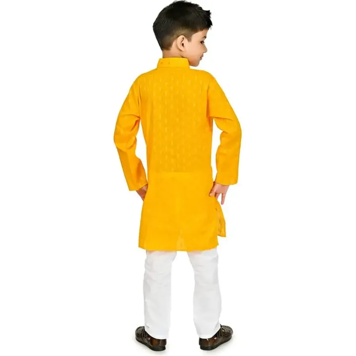 Yellow%20Cotton%20Printed%20Kurta%20Pyjama%20Set%20For%20Kids%20-%20Image%205