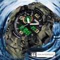 SKMEI 1520 New Multifunction LED Light Waterproof Dual Display Sport Watch For Men -  Green. 