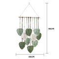OUMERY 3X Leaf Macrame Wall Hanging Boho Room Home Decor Woven Aesthetic Wall Tapestry Home Room Wedding Decoration Green. 