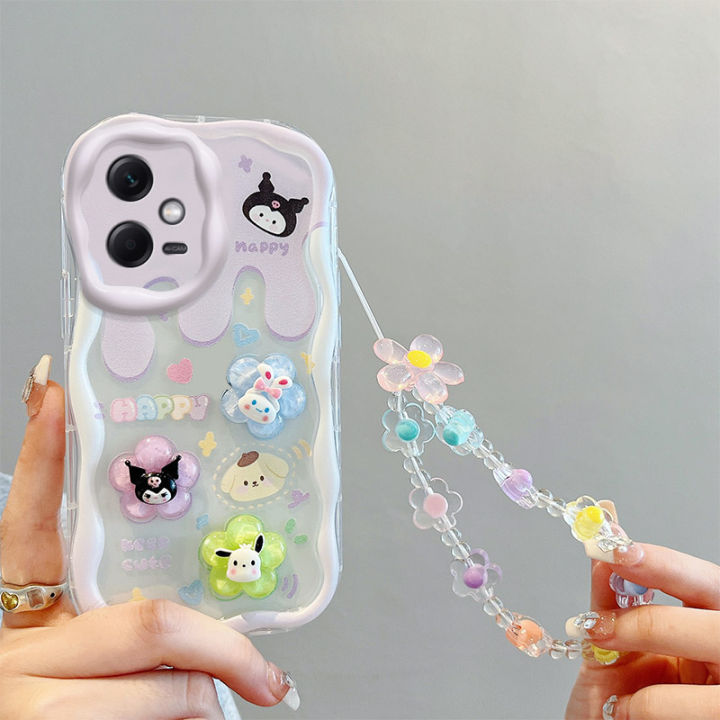For%20Xiaomi%20Redmi%20Note%2012%20Pro+%205G%20Phone%20Case%203D%20Cute%20Animal%20Cartoon%20Patterns%20+%20Beautiful%20Flower%20Bracelet%20Soft%20Case%20-%20Image%205