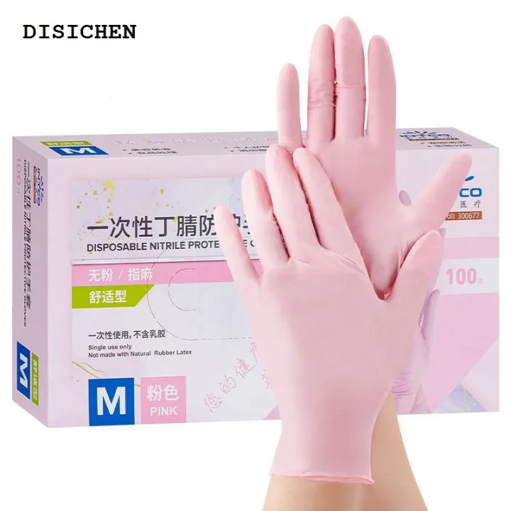 DISICHEN%20Fashion%2020/50/100PCS%20Pink%20Nitrile%20Gloves%20Disposable%20Latex%20Gloves%20Powder%20Free%20for%20Household%20Cleaning%20Beauty%20Salon%20Working%20Kitchen%20Gloves%20-%20Image%202