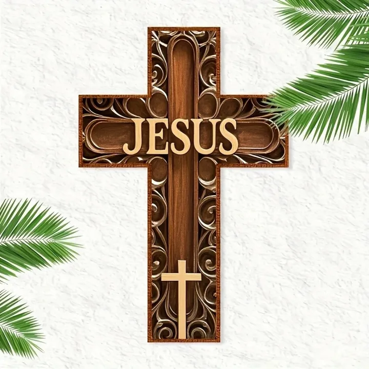 Vintage 12 x 8 Inch Cross Wall Decor 2D Inspirational Christians Cross ...