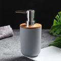 Modern Refillable Bamboo Soap Dispenser Hand Press Type Empty Liquid Soap Container Plastic Pump Portable Bath Lotion Pump Jar Home. 