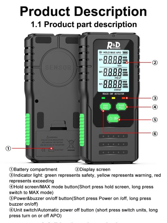 R&D%20RD630%20Electromagnetic%20Field%20Radiation%20Detector%20Tester%20EMF%20Meter%20Multifunctional%20Handheld%20Portable%20Radio%20Frequency%20Warn%20Meter%20-%20Image%207