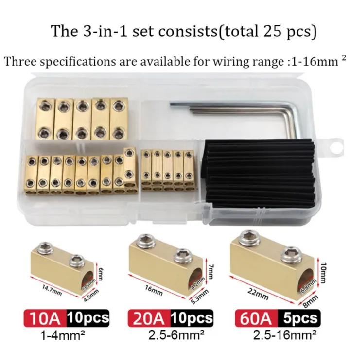 Square%2010/20/60A%20Terminal%20Block%20High%20Current%20High%20Power%20Electrical%20Wire%20Connector%20with%20Heat%20Shrink%20Tubing%20Waterproof%20Wire%20Connector%20Nut%20Kit%20Electrical%20Installation%20-%20Image%203