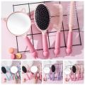 4pcs/set Hair Care Styling Tools Candy Colors Massager Comb Mirror Set Anti-slip Soft Makeup Mirror Hairbrush Set Cute Rabbit Design Cartoon Handheld Mirror Comb Set Travel. 