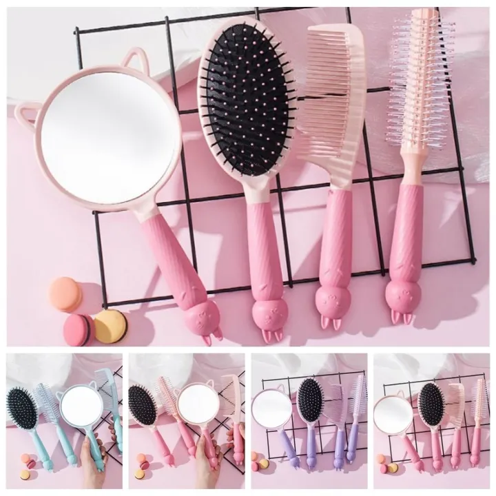 4pcs/set%20Hair%20Care%20Styling%20Tools%20Candy%20Colors%20Massager%20Comb%20Mirror%20Set%20Anti-slip%20Soft%20Makeup%20Mirror%20Hairbrush%20Set%20Cute%20Rabbit%20Design%20Cartoon%20Handheld%20Mirror%20Comb%20Set%20Travel%20-%20Image%203