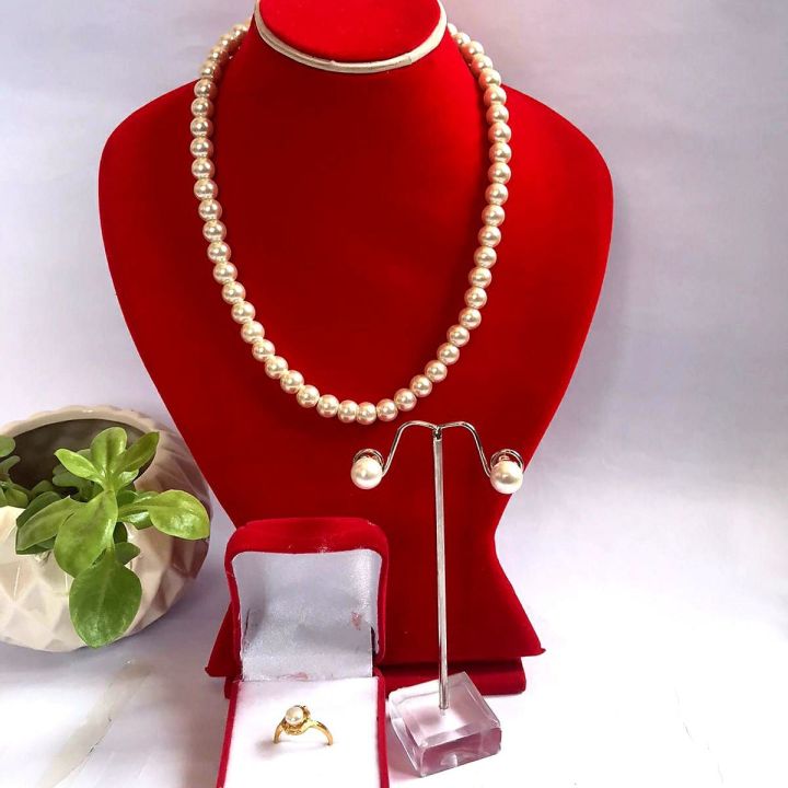 Elegant Pearl Necklace And Earring Set For Women