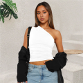 Women's one shoulder backless vest White S. 