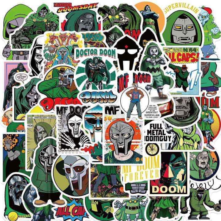 50 Sheets of Rapper Mf Doom Graffiti Stickers for Notebooks and Suitcases DIY Waterproof Decals