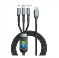 100w Transparent 3 In1 super fast charging Data Cable with lighting/Type c/Micro USB. 