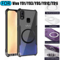 3 in 1 Vivo Y91 Acrylic Phone Case For Vivo Y93 Y95 Y91C Y91i Y1S Casing With Magnetic Wireless Charging Sticker +Full Coverage Tempered Glass Screen Protector. 