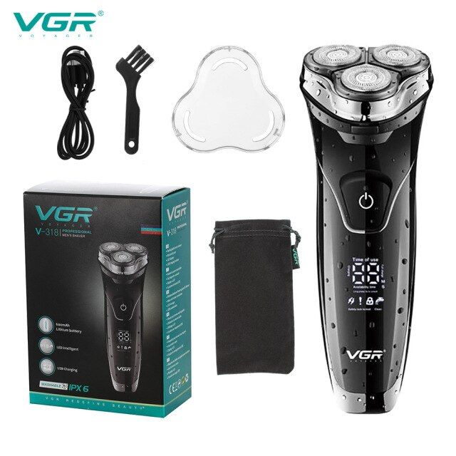 VGR V - 318 Professional Rechargeable Electric Hair Trimmer/Shaver Rotary Three shaving heads