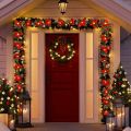 Original 2M10LED Christmas Garland Lighting Strings Artificial Red Flowers Holly Leaves for Home 2024 Xmas Ornament New Year Gifts 2025. 