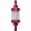 Aluminum Alloy Glass Motorcycle Gas Fuel Gasoline Oil Filter Red. 