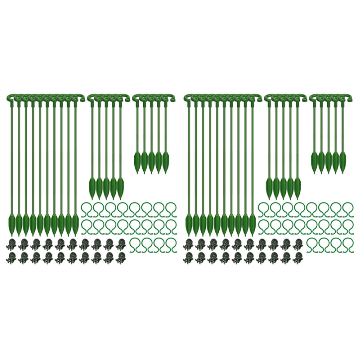 fasdaga 120Pcs Plant Supports Set - 40 Pack Flower Plant Stakes Sticks (3 Sizes), 40 Plant Support Clips and 40 Orchid Clips