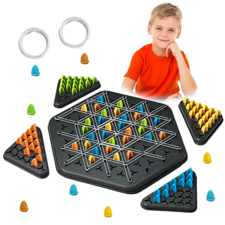 Chain Driehoek Chess Board Game - Geometry Desktop Game Voor 2-4 Spelers, Strategisch Houten Bordspel Voor Kinderen