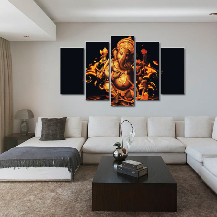 5 Piece Suva Ganesh dancing Canvas Art Vinyl Forex Home Decor om