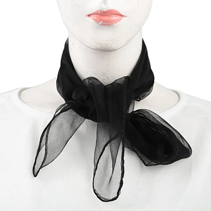 fasdaga%202X%20Lovely%20Fashion%20Plain%20Square%20Chiffon%20Neck%20Scarf%20Scarves%2070%20cm%20x%2070cm%20(Black)%20-%20Image%202