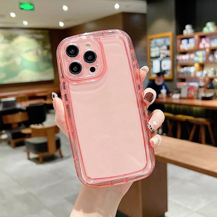 For iPhone 14 Plus 13 Pro Max 12 11 Camera Protection Fat Waist Back Cover Phone Case ShockProof Clear TPU Soft Case Cover