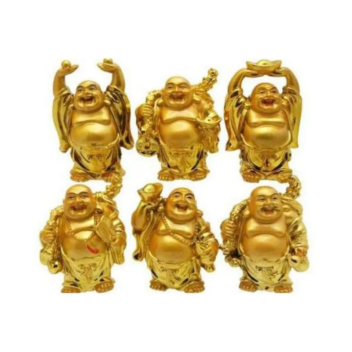 6 In 1 Vastu Feng Shui Golden Set Of Laughing Buddha 6 Pcs Set Daraz .np