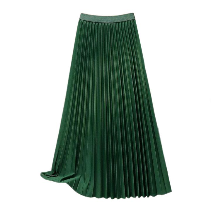 Solid High Waist Pleated Maxi Skirt main image 1