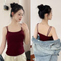 Autumn and winter new warm camisoles with chest pads and brushed warm camisoles Warm and brushed inner and outer wear slim thermal tops. 