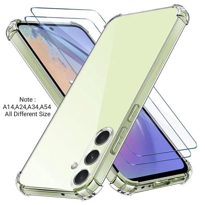 Samsung A14 A15 A24 A25 A34 & A54 (All Different Size) Shockproof Clear Transparent Soft Cover Case