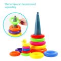 Montessori Rainbow Color Stacking Rings Tower Duck Bath Tub Toy For Kids Early Development Circle Jenga. 