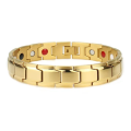 Gold Plated Bio Magnetic Bracelet – 4 in 1 Magnets, Far Infrared, Germanium, and Negative Ions Health Energy Power Therapy Bracelet for Men & Women. 