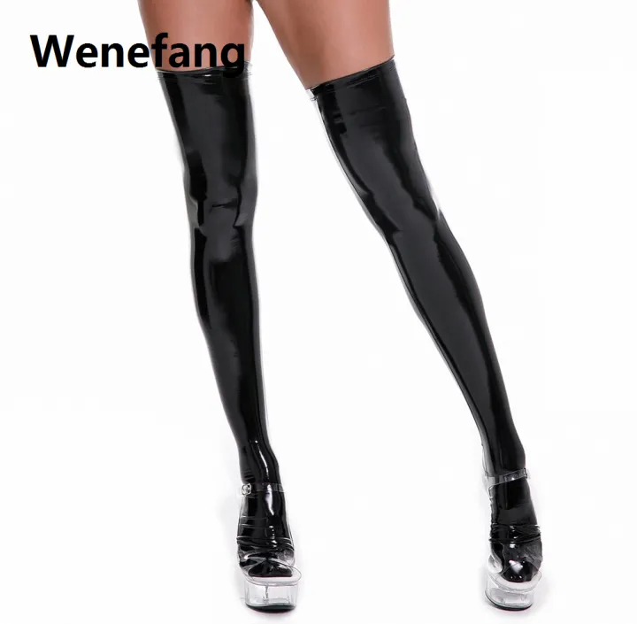 Wenefang%20Wet%20Look%20Stockings%20Black%20Red%20Latex%20PU%20High%20Stocking%20Lady%20Faux%20Leather%20Long%20Knee%20Women%20Socks%20High%20Knee%20Socks%20Plus%20Size%20-%20Image%202