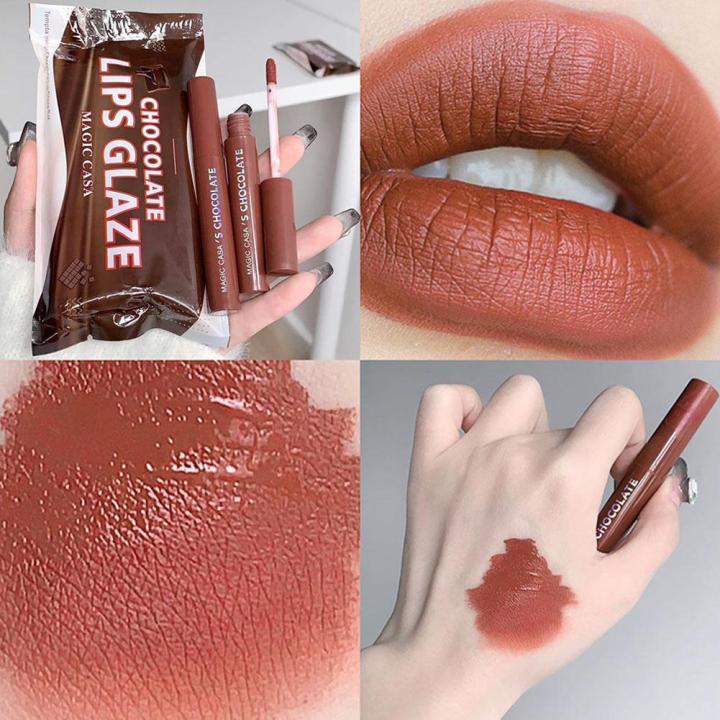 5%20Pcs%20Chocolate%20Lip%20Glaze%20Lipstick%20Matte%20Lip%20Matte%20Moisturizing%20Lip%20Gloss%20Waterproof%20Lip%20Glaze%20Set%20Mist%20Matte%20-%20Image%204