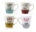 Generic Coffee/ Tea Mug, Coffee Cup Porcelain, Set of 4 Different Coloured Coffee Mugs 360Ml. 