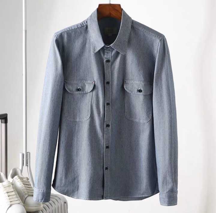 Summer Stylish Cotrise Cotton Shirt Full Sleeves Pocket rl Shirt For Men - Multicolor Fashion Cotrise Cotton Shirt For Men