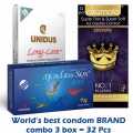World's Best Condom Combo Pack 3 box of 32 Pcs. 