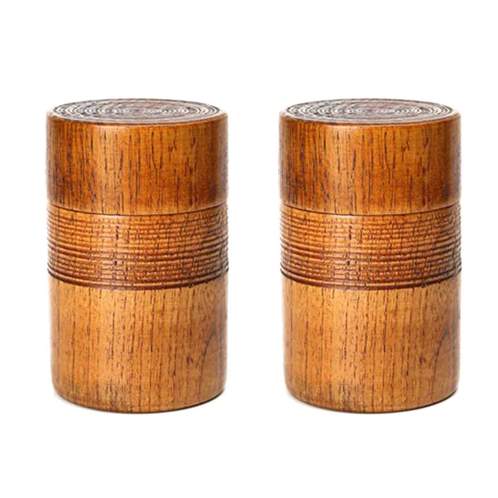 ZOROOM Wooden Tea Pot Handmade Tea Set Portable Travel Tea Storage Candy Nut Coffee Bean Powder Boxed Sealed Can,2 Pcs