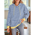 Women's Striped Pullover Hoodies Coffee Color XL. 