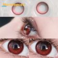 NATURAL CONTACT LENSES OF THE YEAR, SOFT COLOR PRESCRIPTION RED MORNINGCON MYOPIA CONTACT LENSES, EYE MAKEUP. 