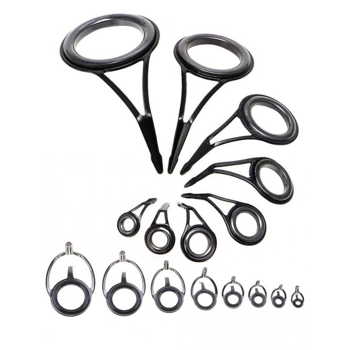 8 Pcs/Set Fishing Rod Guides Tip Fish 5-18mm Dia & 8 Pcs Fishing Rod Guide Oval Fishing Rod Eyes Guides Line Rings Pole