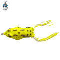 1pcs Soft Frog Fishing Lures Double Hooks 5cm 8g Top Water Ray Frog Artificial Minnow Crank Soft Bait Fishing Tackle Color Yellow. 