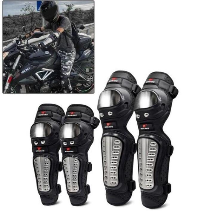 Pro Biker Stainless Motorcycle Elbow & Knee Pads Protectors Guards Protective