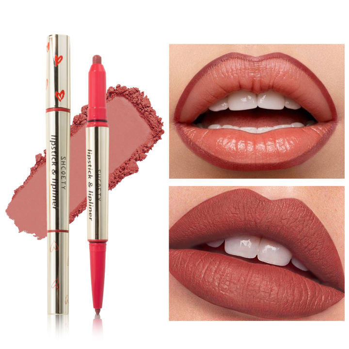 SHCOETY Double Ended Lipstick Lip Liner 2-in-1 Multi-color Matte Long ...