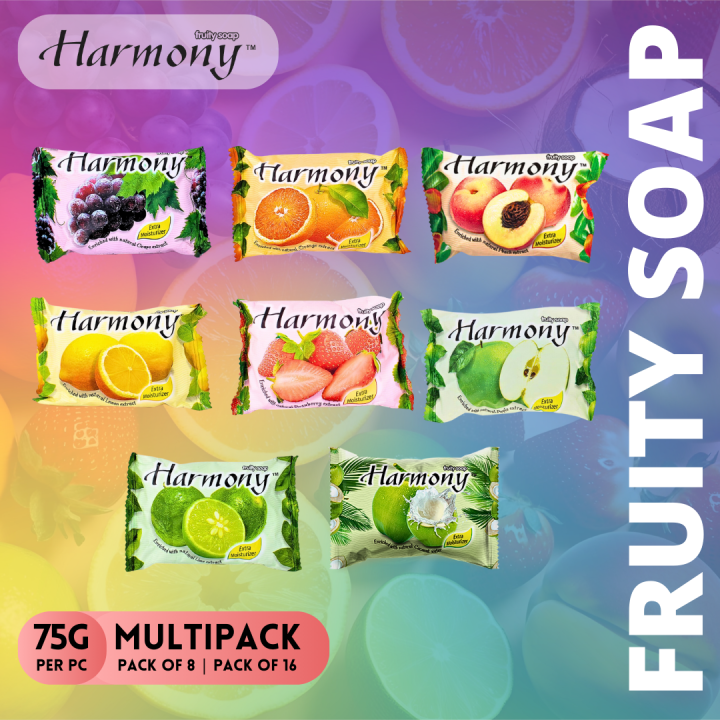Harmony Fruity Soap Bar with Natural Fruit Extract (75g) (Mix Multipack)